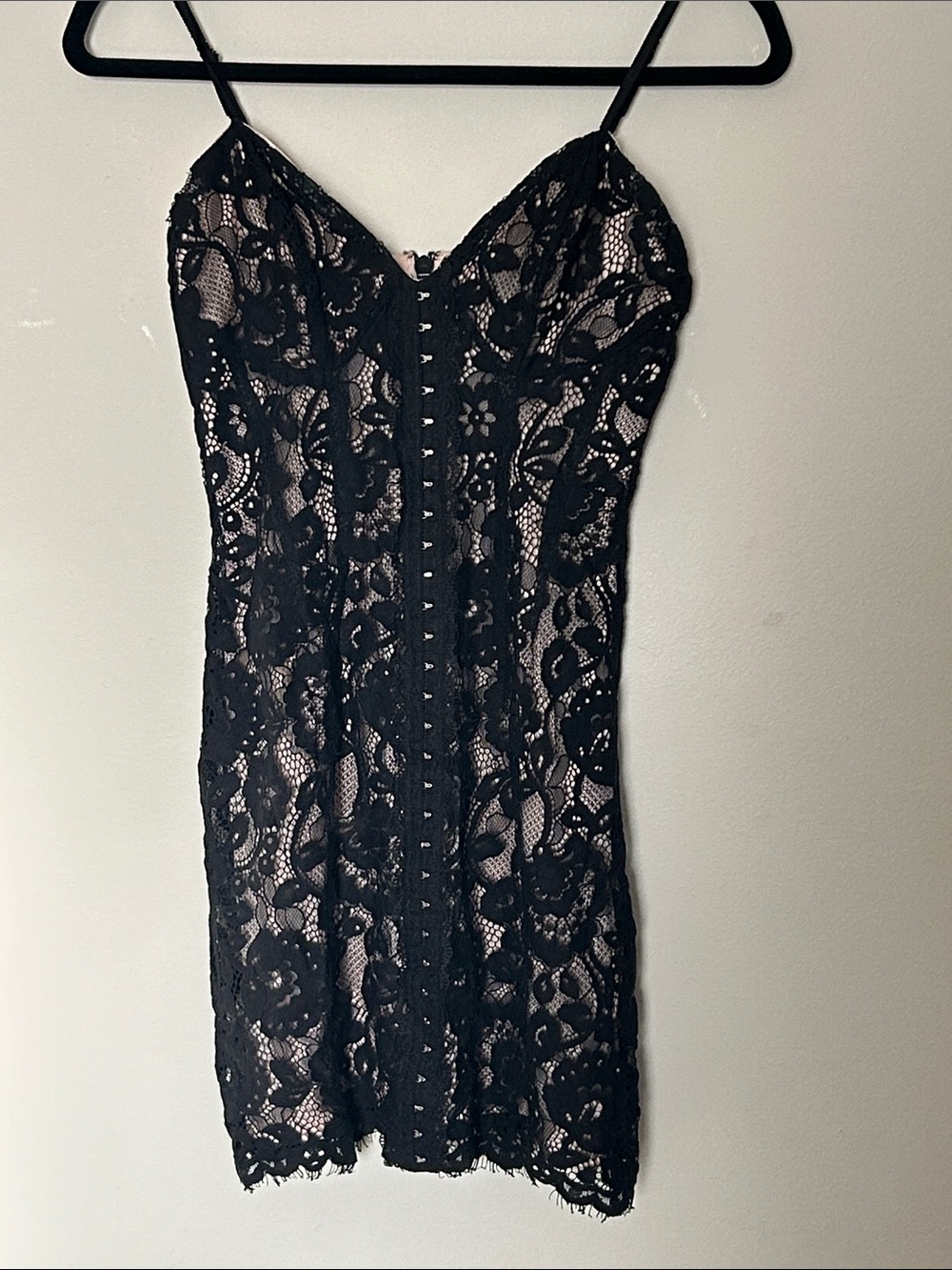 Topshop Black Lace Mini Dress with Nude Slip